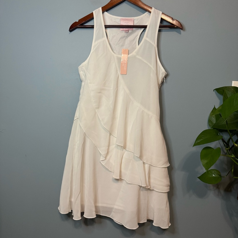 Romeo & Juliet Couture Ivory Sleeveless Tiered Ruffle Dress. NWT. Small
